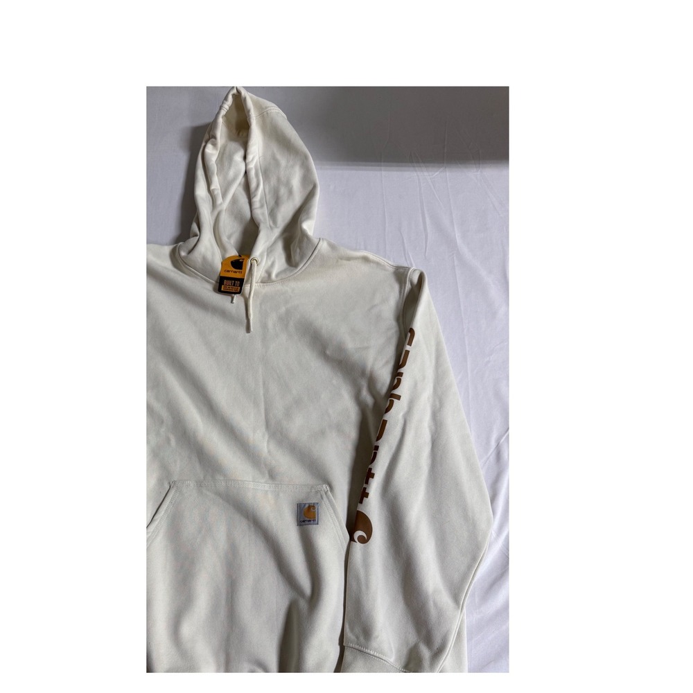 Carhartt Mens Loose Fit Midweight Logo Sleeve Graphic Hoodie Cream XL TS0288-M